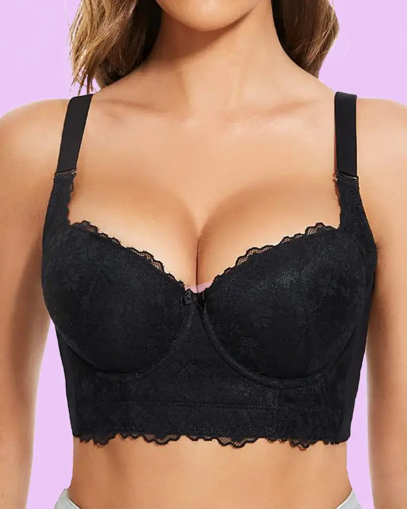 👗 Sujetador Push-Up de Encaje – Corset Largo que estiliza tu silueta 💎