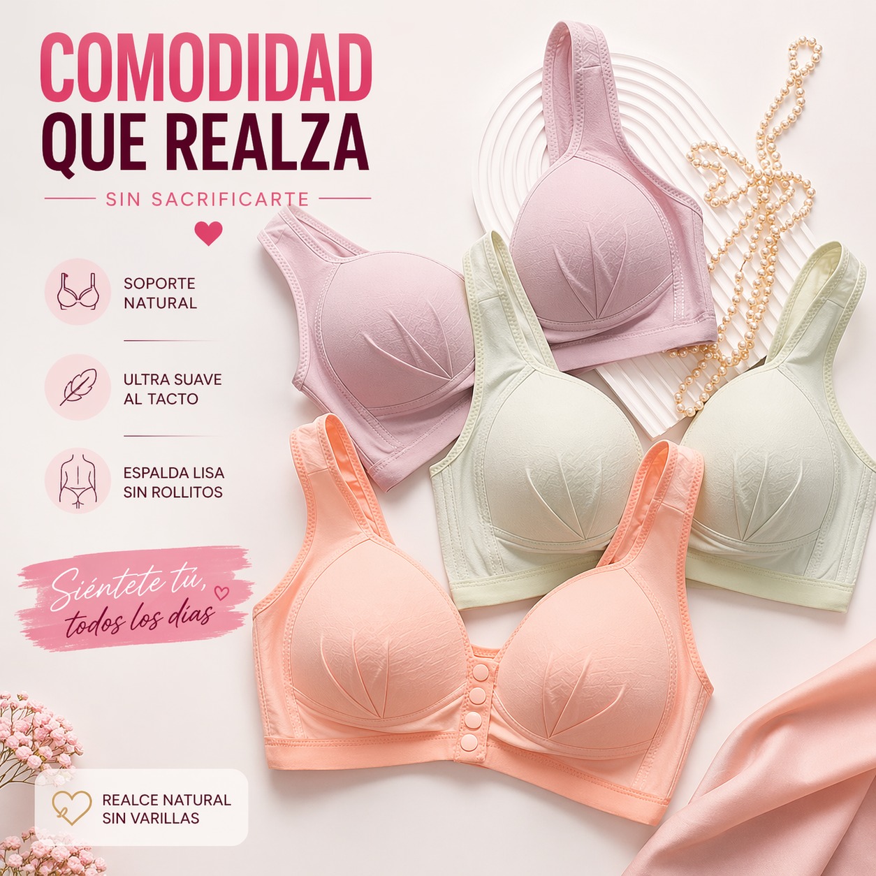 Paga 1 lleva 3🔥 Brasier Push Up Natural Con Broches 💖✨