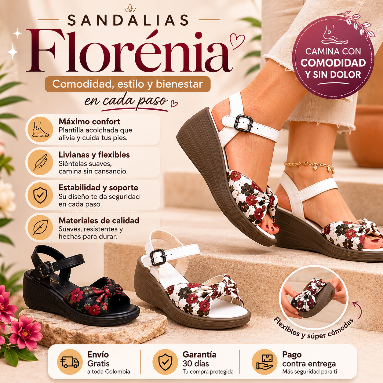 💐 Sandalias Florénia- Ortopédica👣
